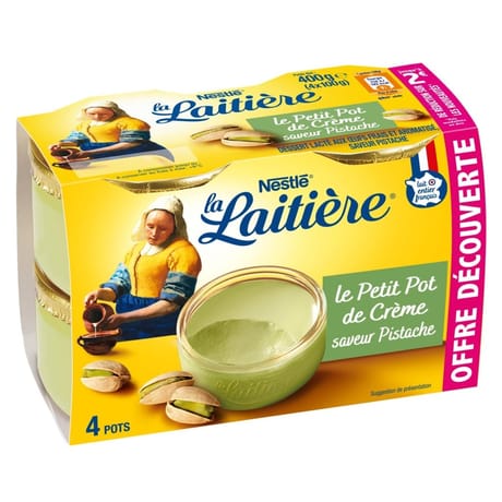 La Laitière Petit pot de crème pistache 4x100g offre découverte