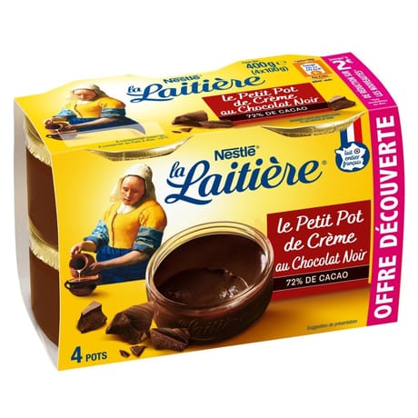 La Laitière Petit pot de crème chocolat noir 4x100g offre découverte