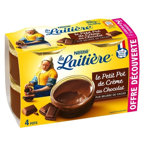 La Laitière Petit pot de crème chocolat 4x100g offre découverte
