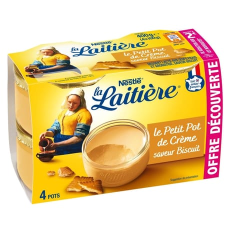 La Laitière Petit pot de crème biscuit 4x100g offre découverte
