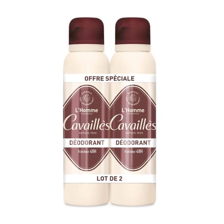 Rogé cavaillès déodorant fraicheur 48h spray homme 2x150ml
