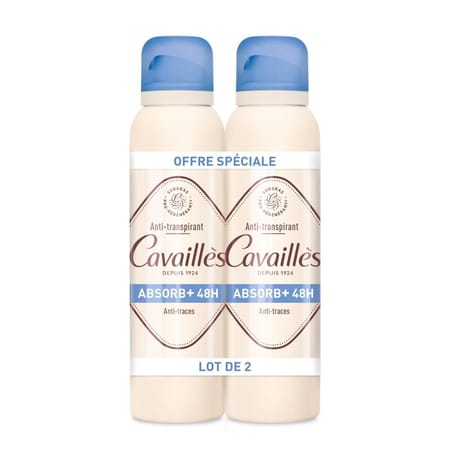 Rogé cavaillès déodorant absorb+ 48h anti-traces spray 2x150ml