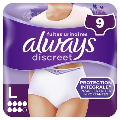 Always discreet incontinence sous-vetements plus l x9