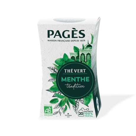 Pages thé vert à la menthe bio x20s 36g