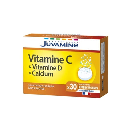 Juvamine vitamines C + calcium + vitamines D 30 comprimés effervescents