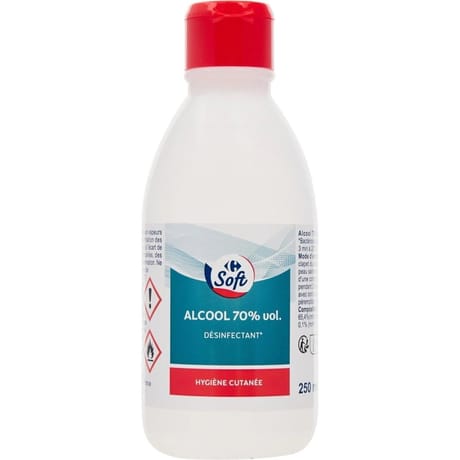 Carrefour soft alcool 70% vol désinfectant 250ml