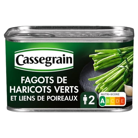Cassegrain fagots de haricots verts extra fins et son lien de poireau 220g