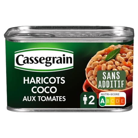 Cassegrain haricots coco cuisinés aux tomates 1/2 435g