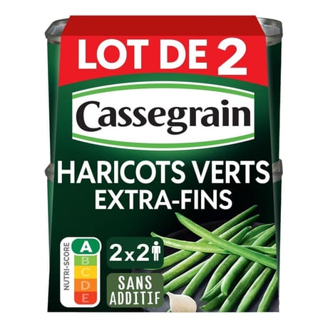Cassegrain haricots verts extra fins sélection cueillis et rangés main 2X1/2 4440g