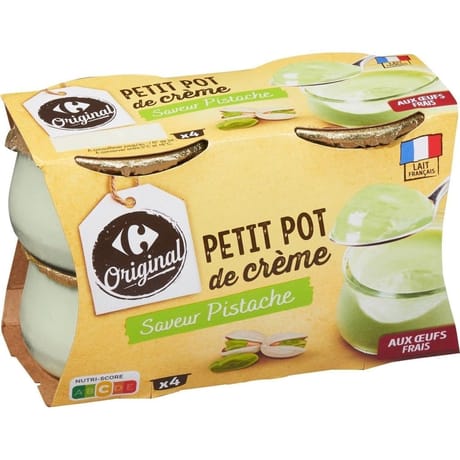 Carrefour original petit pot de crème saveur pistache 4 x 100g