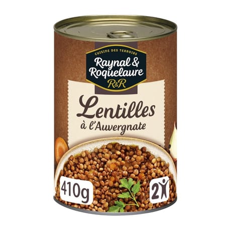 Raynal et Roquelaure lentilles cuisinées à l'auvergnate - la boite de 410g