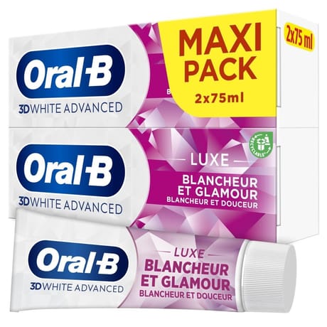 Oral-b dentifrice 3d white advanced luxe blancheur glamour 2x75ml