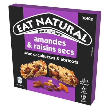 Eat natural barres amandes raisins secs 3x40g - 120g