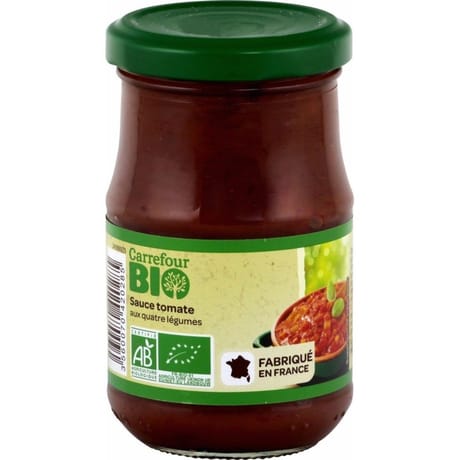 Carrefour bio sauce tomate aux 4 légumes bio - 190g