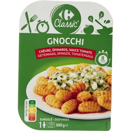 Carrefour Classic' gnocchi chèvre épinards sauce tomate 300g