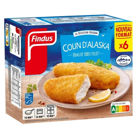 Findus 6 filets panés colin d'Alaska msc 600g
