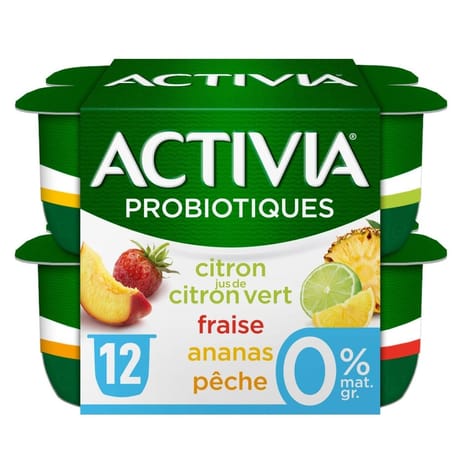 Activia 0% lait fermenté au bifidus aux fruits et au jus de fruit 12x125g