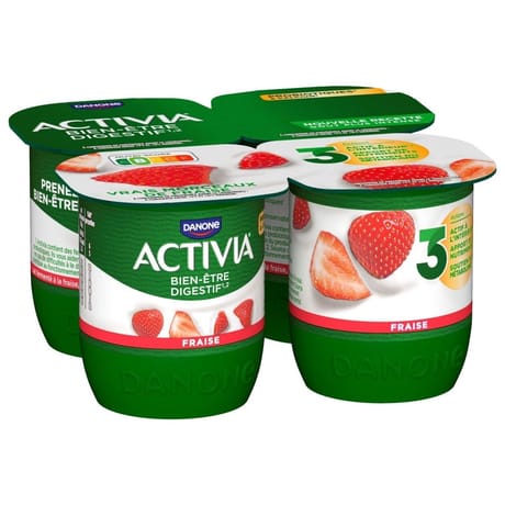 Activia bifidus fruits fraises 4x125g