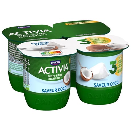 Activia bifidus saveur noix de coco sans arôme artificiel 4x125g