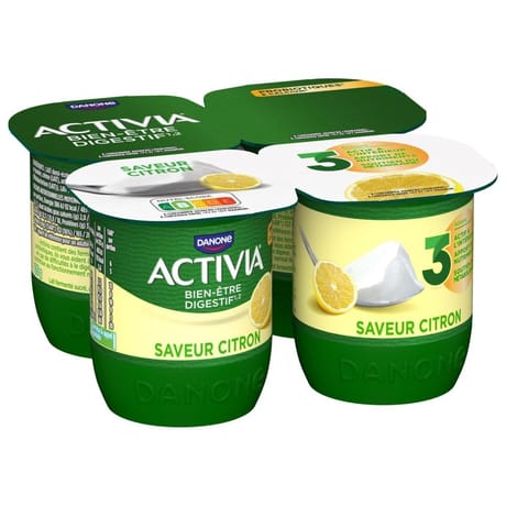 Activia bifidus saveur citron sans arôme artificiel 4x125g