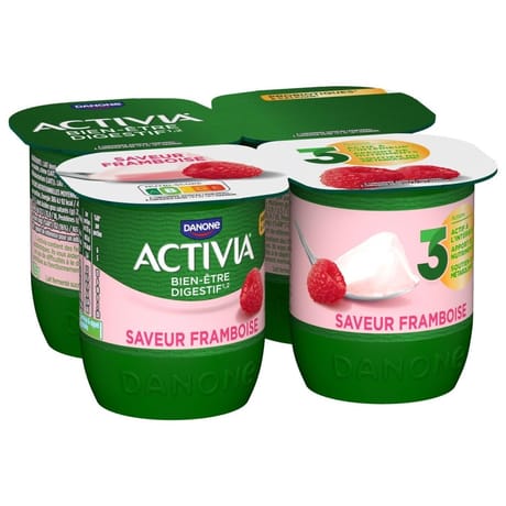 Activia bifidus saveur framboise sans arôme artificiel 4x125g