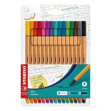 Pochette 15 stylos-feutre point 88 - coloris assortis