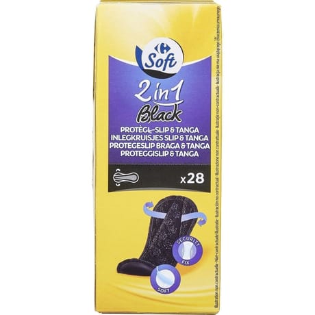 Carrefour soft protège-slip & tanga 2 en 1 black x28