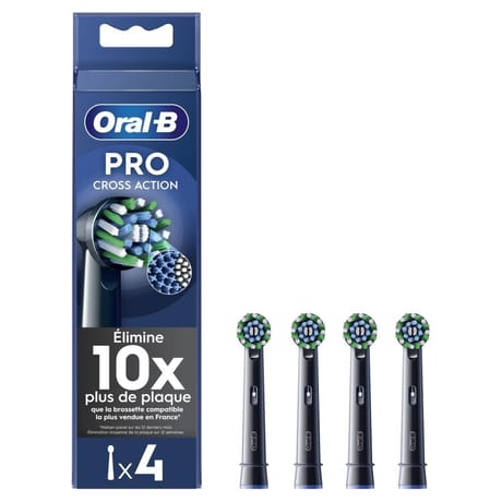 Oral-b pro cross action brossettes noires pour brosse à dents x4