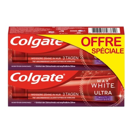 Colgate max white ultra dentifrice multi proctect offre speciale 2x75ml