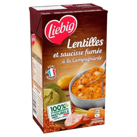 Liebig lentilles et saucisse fumée 1L