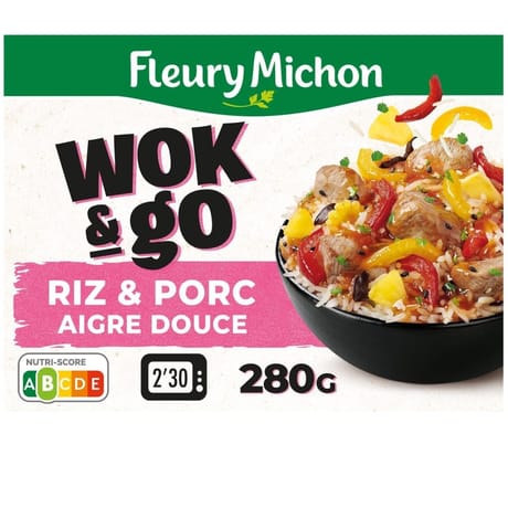 Fleury michon wok & go porc & riz aigre douce 280g