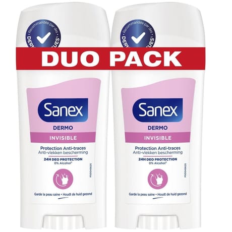 Sanex dermo déodorant stick invisible 2x65ml