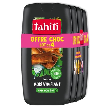 Tahiti gel douche bois tropical 4x250ml offre choc