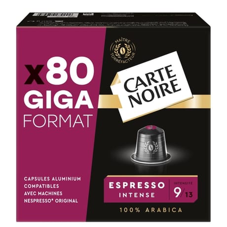 Carte noire capsules alu type nespresso espresso n°9 x80 - 440g