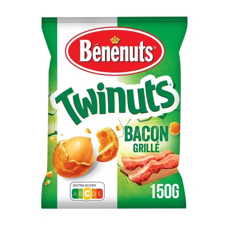 Bénénuts twinuts cacahuètes enrobées saveur bacon 150g