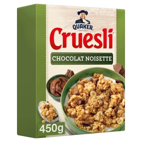 Quaker céréales cruesli chocolat noisettes 450g