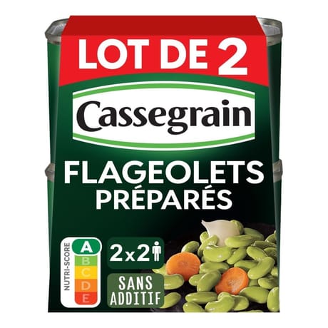 Cassegrain flageolets cuisinés extra fins 1/2 2x265g