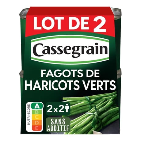 Cassegrain haricots verts extra fins fagots 1/2 en lot de 2x220g