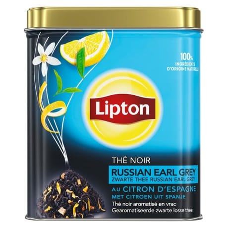 Lipton vrac thé noir russian earl grey au citron d'espagne 150g
