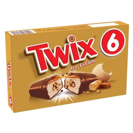 Twix glace barre glacée chocolat biscuit x6 258,6ml - 205g