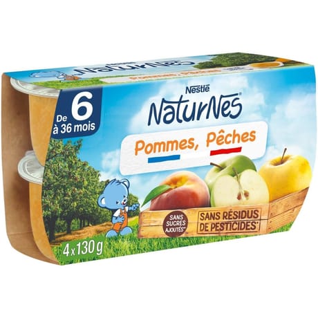 Nestlé naturnes pommes pêches dès 4/6 mois 4x130g