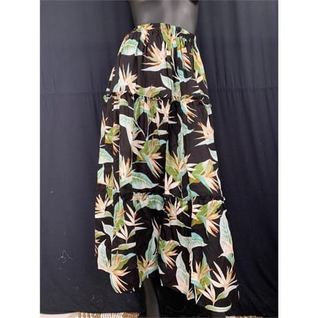 Jupe longue femme OISEAUX DE PARADIS FOND NOIR TU
