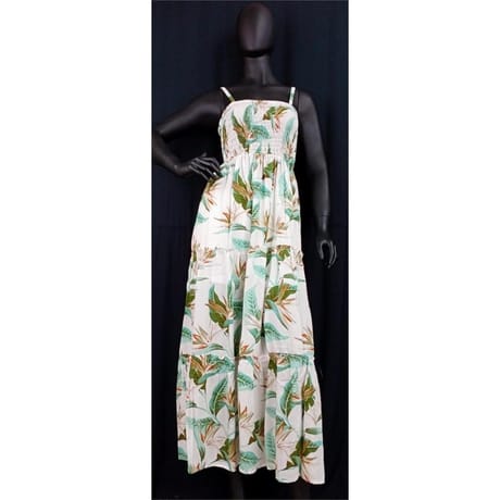 Robe longue smoké femme IMP TROPICAL FEUILLE VERTE TU