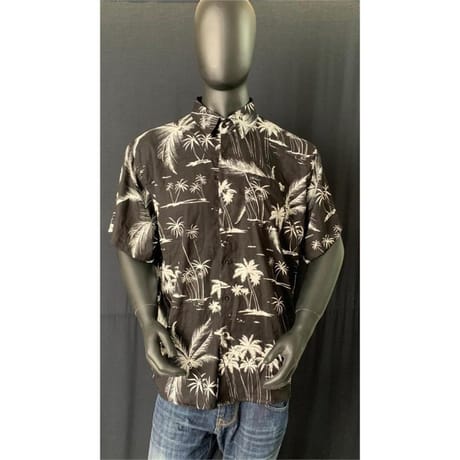 Chemise manches courtes homme PALMIER BLANC FOND NOIR XXL