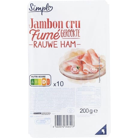 Simpl jambon cru fumé 10 tranches 200g