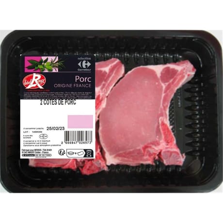 Côte de porc label rouge x2 Carrefour sélection