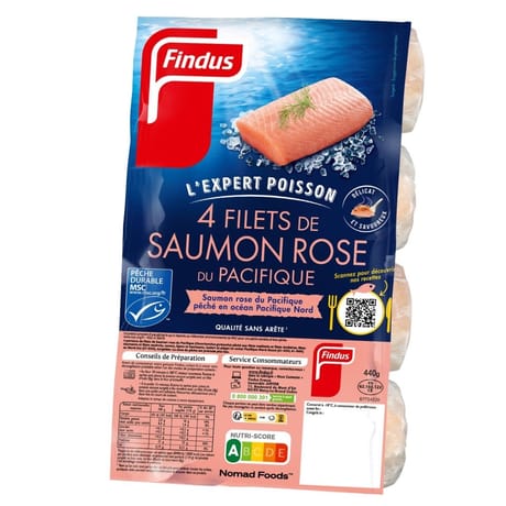 Findus 4 filets de saumon rose du Pacifique msc 440g