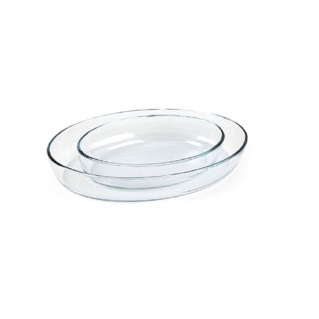 Set 2plats à four ovale en verre 0.7l+2.4l