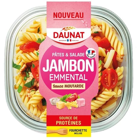 Daunat salade pâtes gourmandes jambon emmental 250g