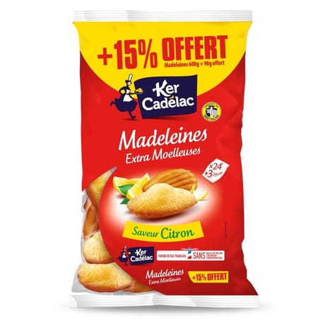Ker Cadelac madeleines extra moelleuses citron 600g + 15% offert